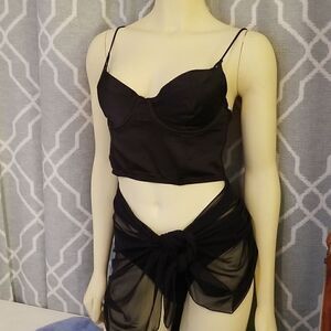 [F21] Black Bustier Corset Top Large